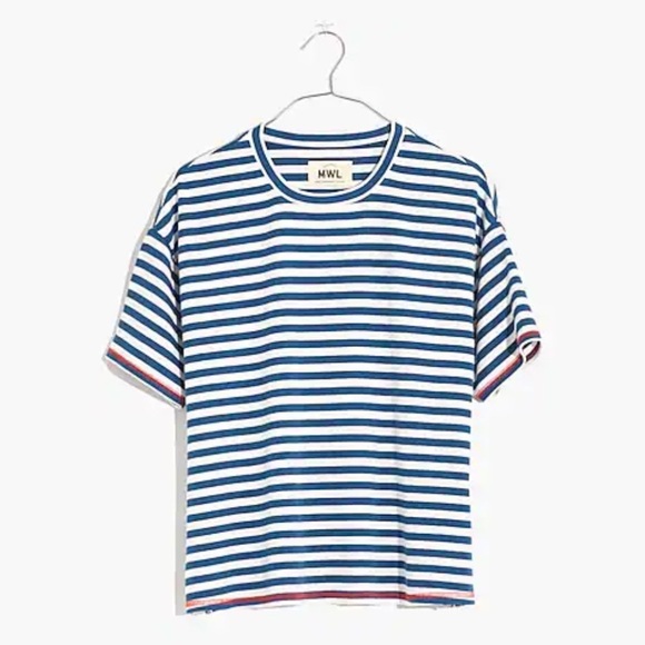 Madewell Tops - Madewell Boxy Crewneck Blue Stripe Tshirt Top